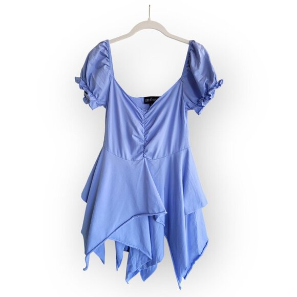 Dolls Kill Current Mood Fairy Periwinkle Handkerchief Mini Dress Size L - Picture 2 of 10